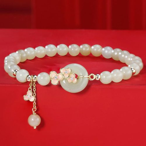925 Silver Hetian Jade Peace Bracelet