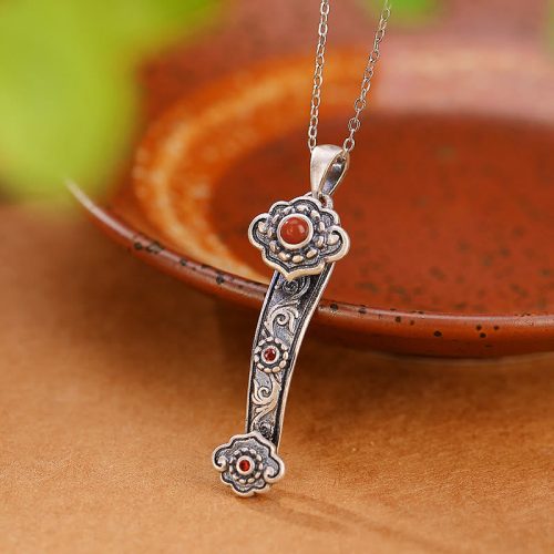 925 Silver Ruyi Handle Blessing Pendant Necklace