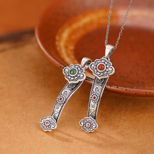 925 Silver Ruyi Handle Blessing Pendant Necklace