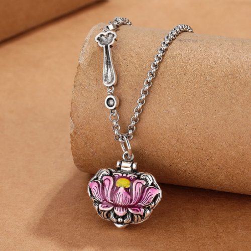 Tibetan Copper Lotus Pendant Necklace
