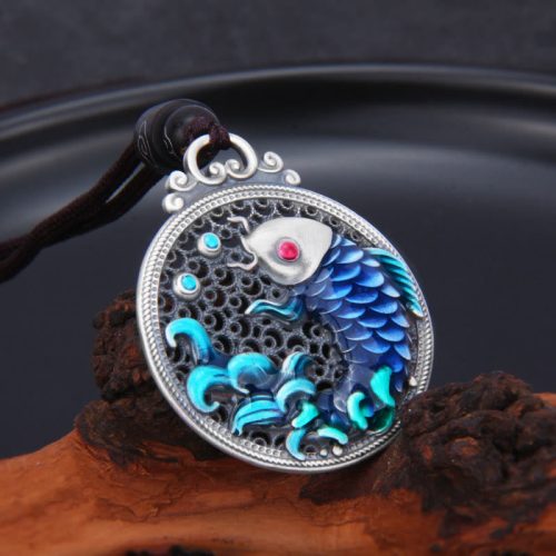 999 Silver Koi Fish Success Pendant Necklace