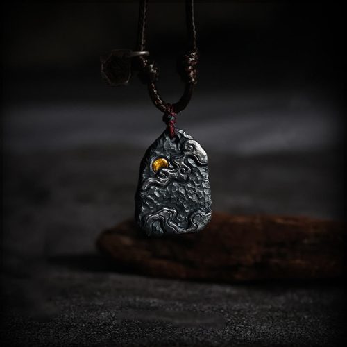 999 Silver 24k Gold Auspicious Clouds Pendant Necklace