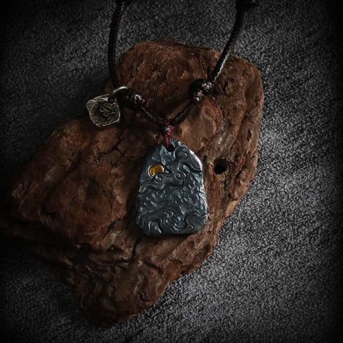 999 Silver 24k Gold Auspicious Clouds Pendant Necklace