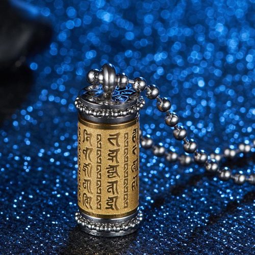 TiBuddha Buddhist Prayer Wheel Pendant Necklace