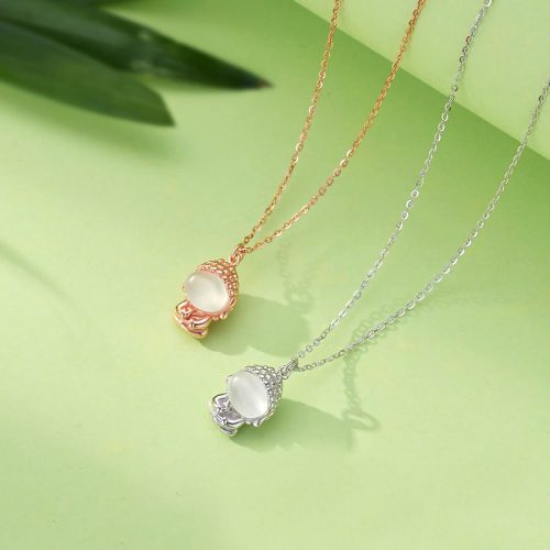 Chalcedony Formless Buddha Silver Pendant Necklace