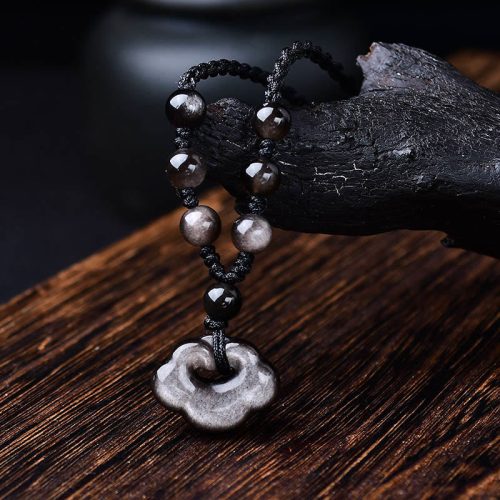 Natural Silver Sheen Obsidian Protection Necklace