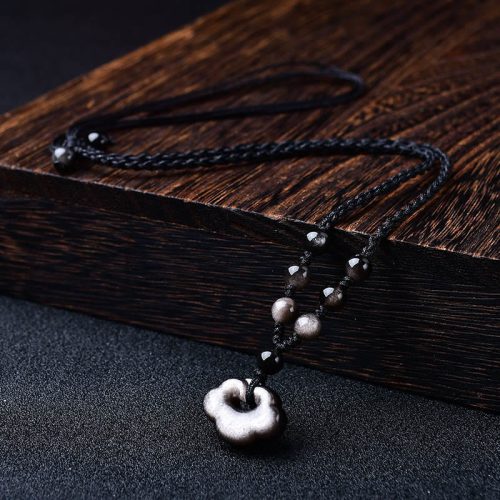 Natural Silver Sheen Obsidian Protection Necklace