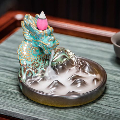 Traditional Dragon Pattern Ceramic Incense Burner