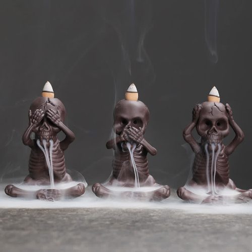 Purple Clay Backflow Incense Burner with Skull Design