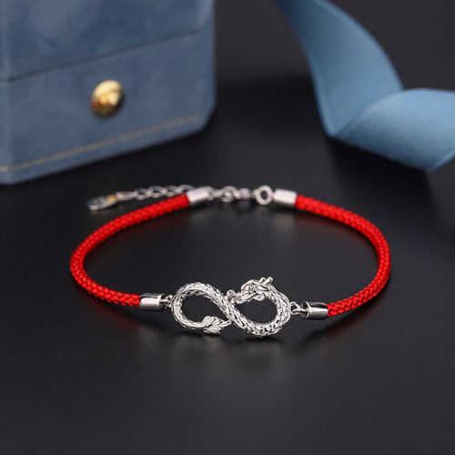 999 Sterling Silver Dragon Endless Knot Bracelet