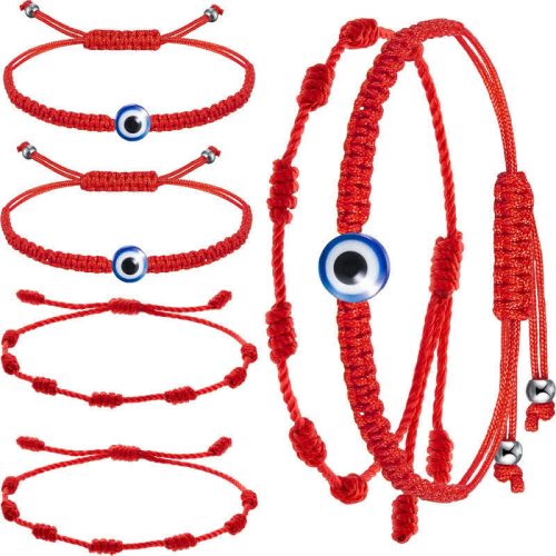 Rotes Schnur Böse-Auge Sieben-Knoten Armband Set