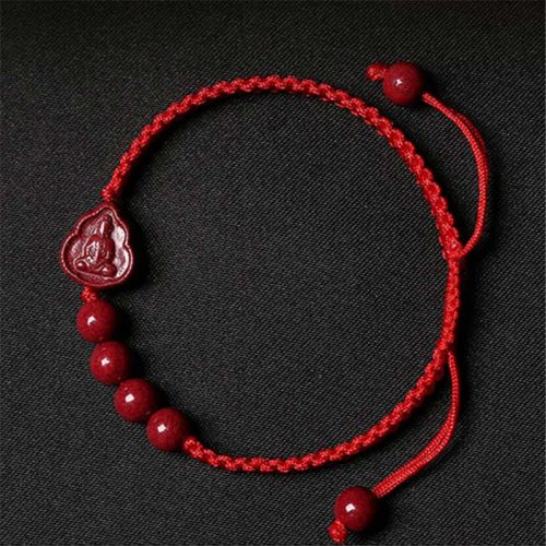 Rote Zinnober Lächelnde Buddha Armband