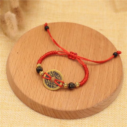 Rotes Schnur Kupfermünzenarmband
