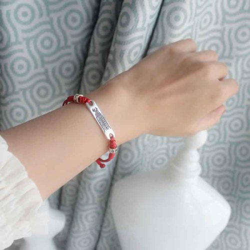 Tibetisches 925 Silber Glücks-Stärke-Armband