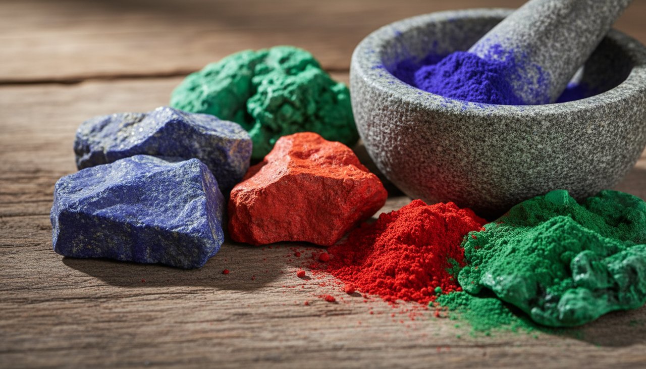 Raw mineral pigments used in Thangka painting
