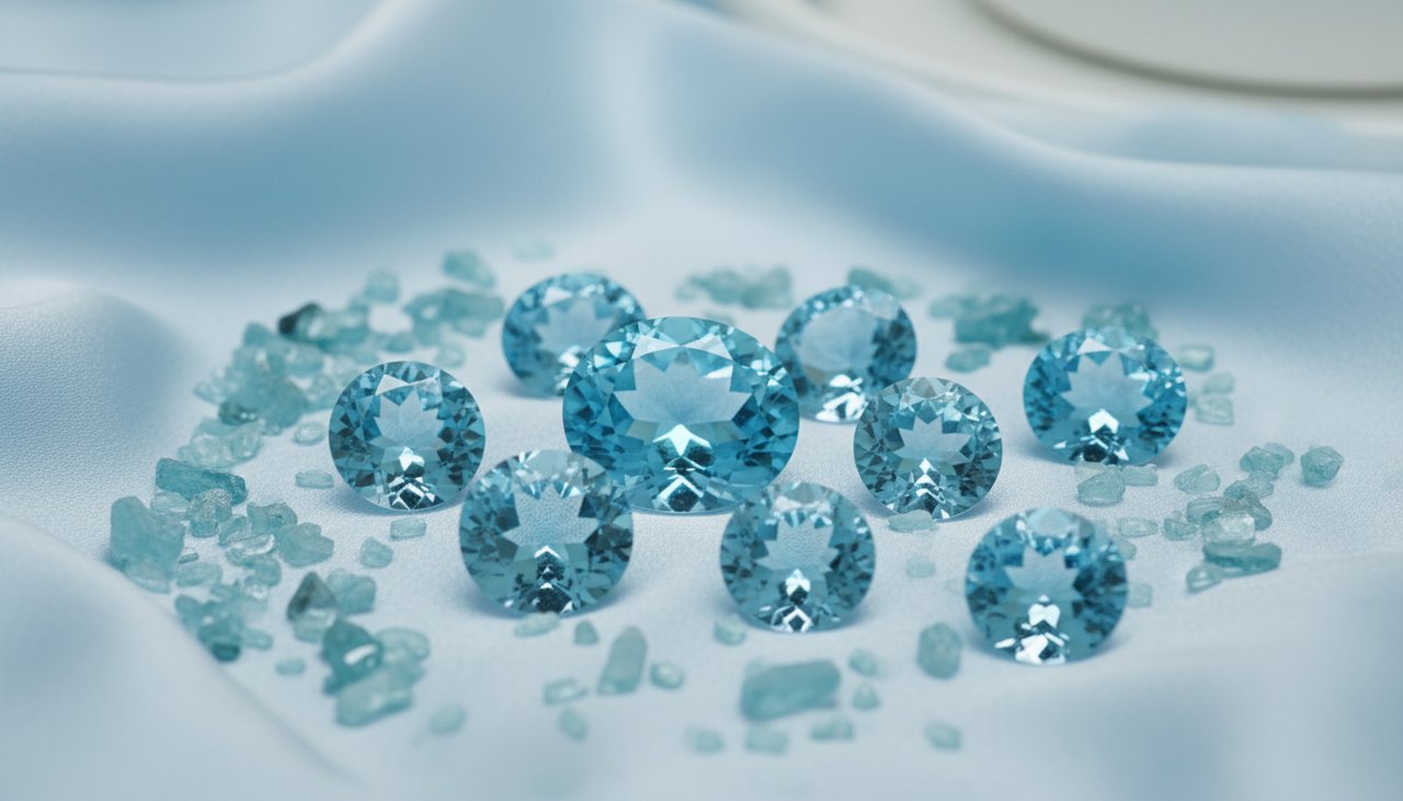 Aquamarine and blue stones for communication