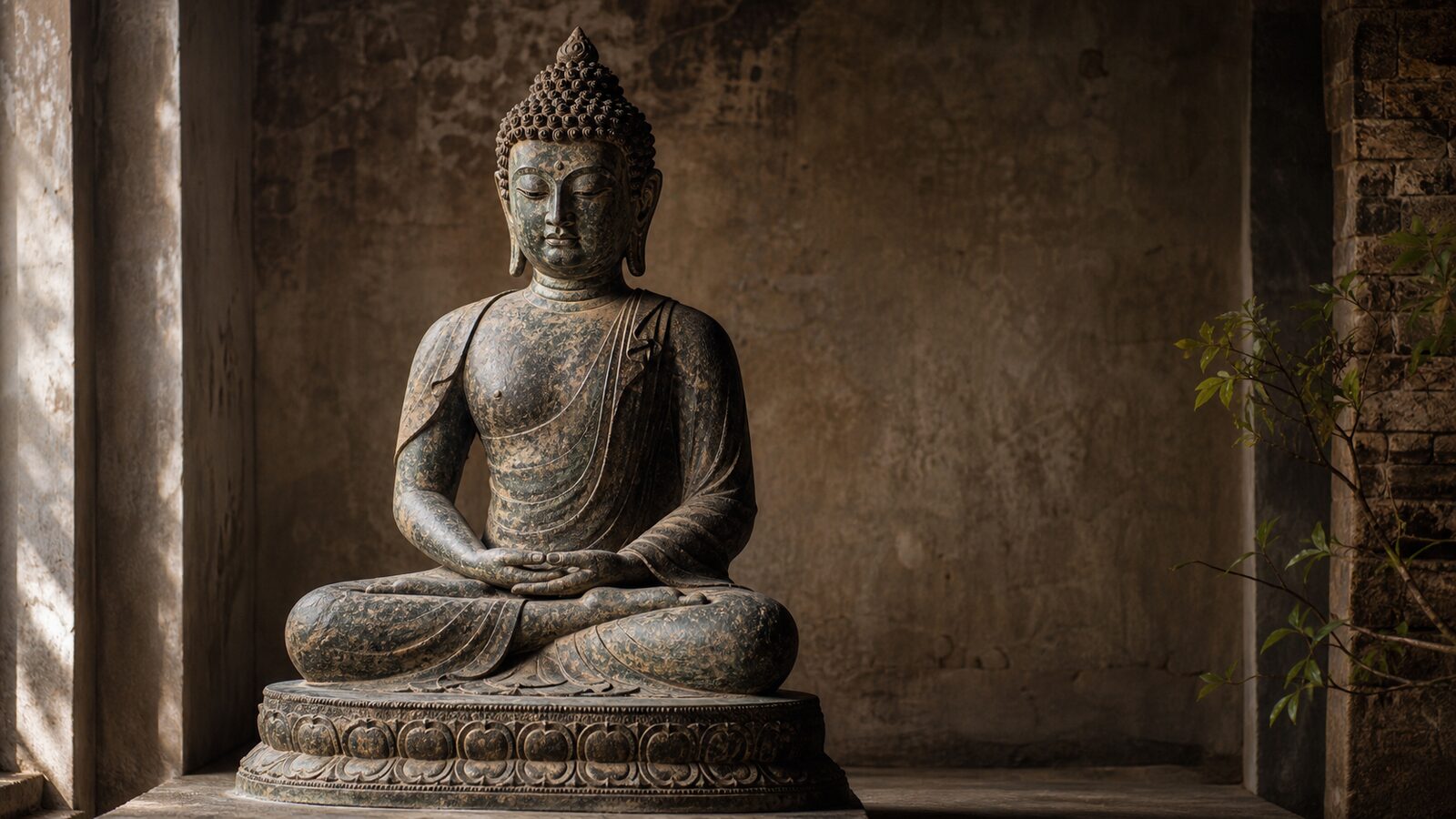 Postura de Buda en meditación Estatua de Buda sentado en postura de meditación con las manos en Dhyana Mudra.