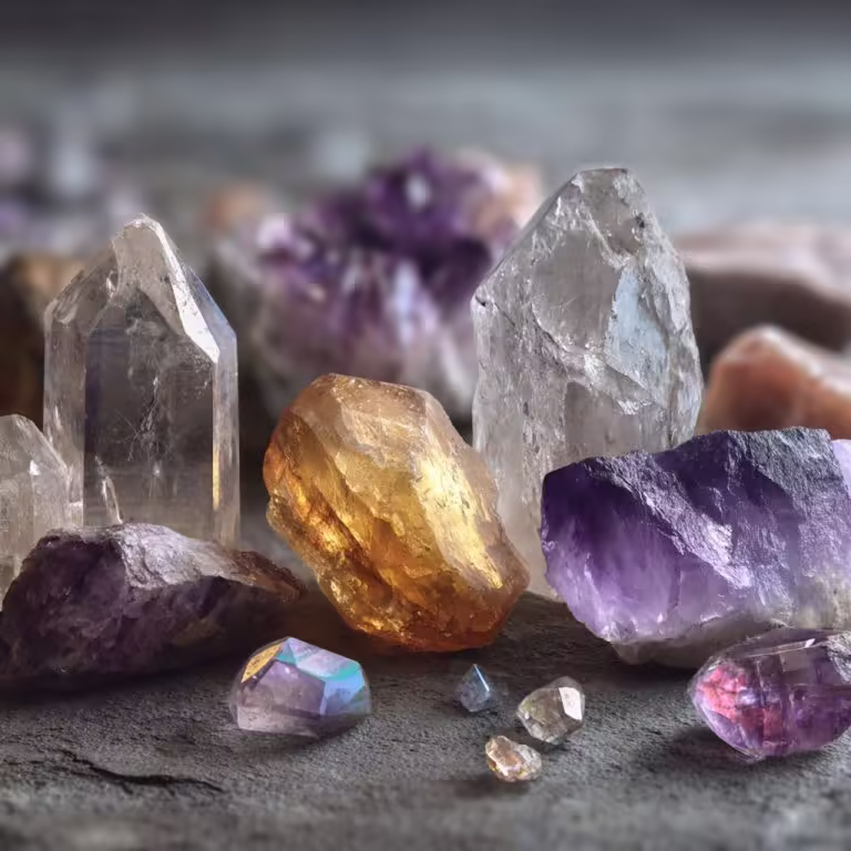 A collection of natural crystals associated with the Monkey zodiac.