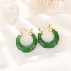 Sterling Silver Hetian Cyan Jade Luck Drop Earrings Sterling Silver Hetian Cyan Jade Luck Drop Earrings