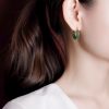 Sterling Silver Hetian Cyan Jade Luck Drop Earrings Sterling Silver Hetian Cyan Jade Luck Drop Earrings