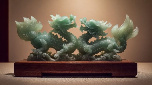 A dragon and phoenix carving representing union