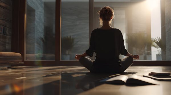 A woman achieving inner balance and self-awareness.