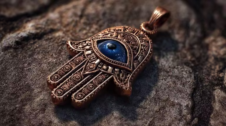 Ancient Hamsa Hand and Evil Eye amulets.