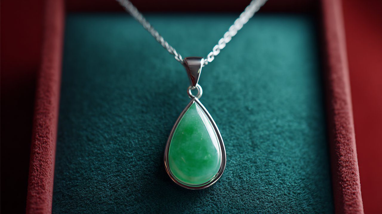 An elegant jade pendant necklace.