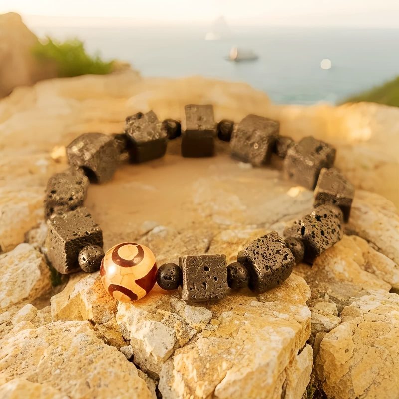 Lava Rock Dzi Bead Healing Bracelet Lava Rock Dzi Bead Healing Bracelet