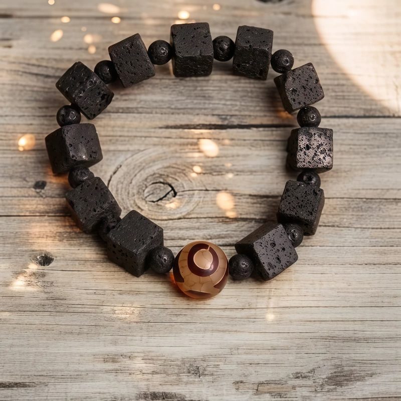 Lava Rock Dzi Bead Healing Bracelet Lava Rock Dzi Bead Healing Bracelet