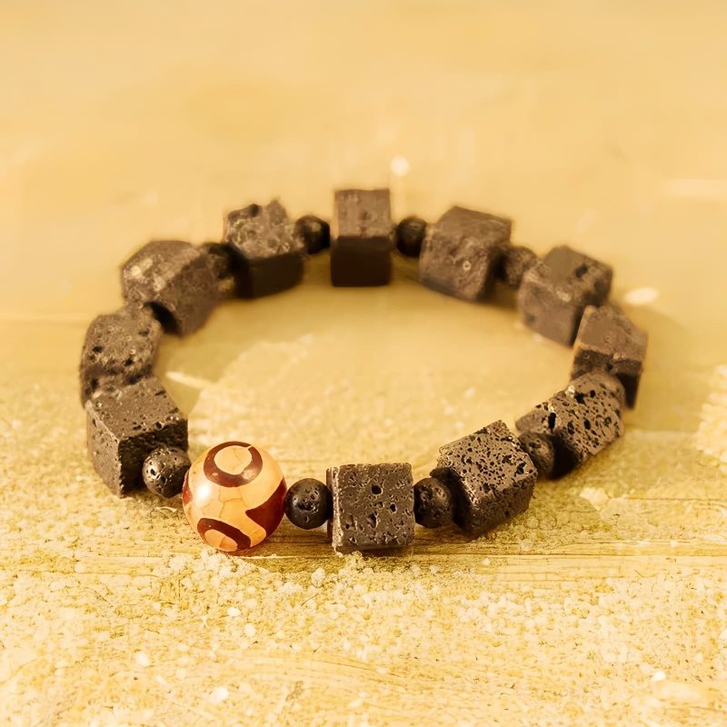 Lava Rock Dzi Bead Healing Bracelet Lava Rock Dzi Bead Healing Bracelet