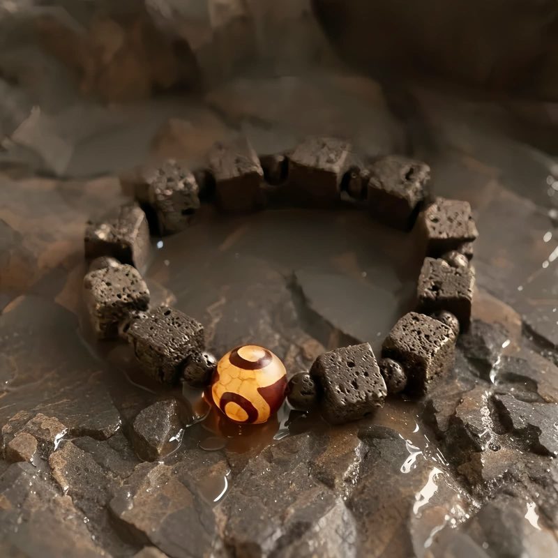 Lava Rock Dzi Bead Healing Bracelet Lava Rock Dzi Bead Healing Bracelet