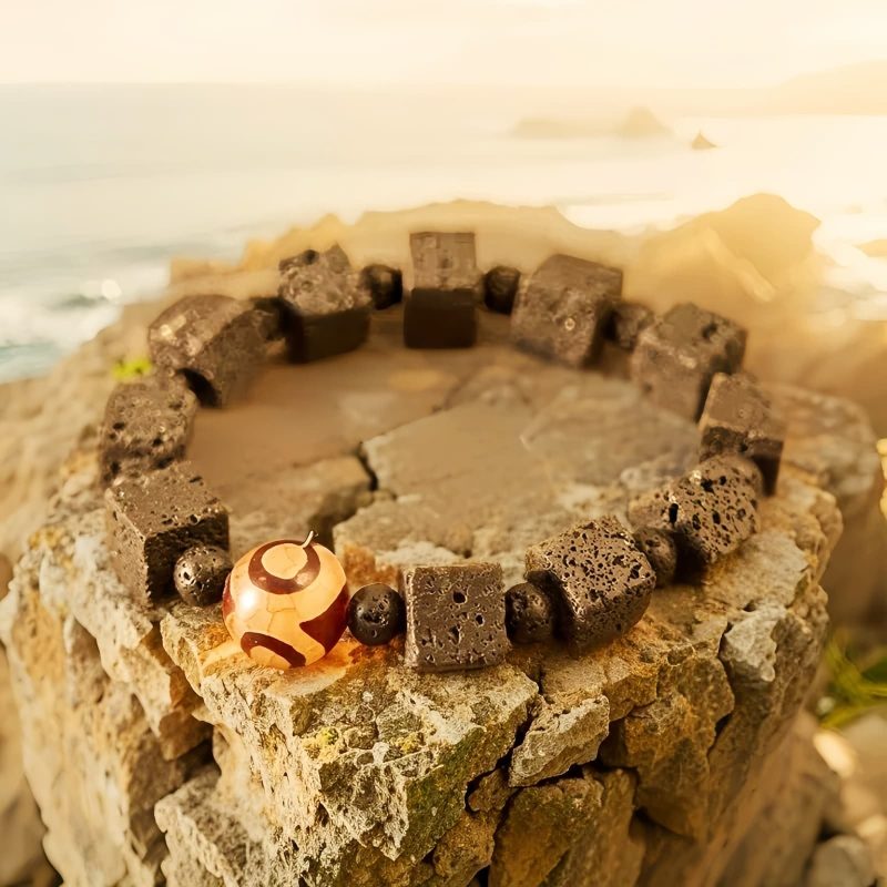 Lava Rock Dzi Bead Healing Bracelet Lava Rock Dzi Bead Healing Bracelet
