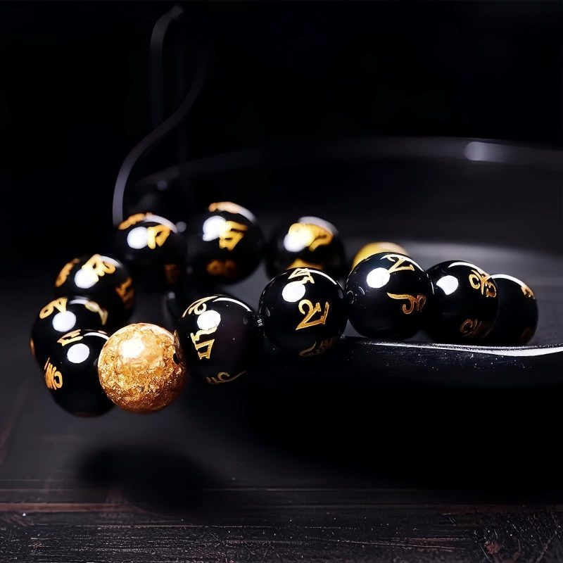 Rainbow Obsidian Om Mani Padme Hum Bracelet Rainbow Obsidian Om Mani Padme Hum Bracelet