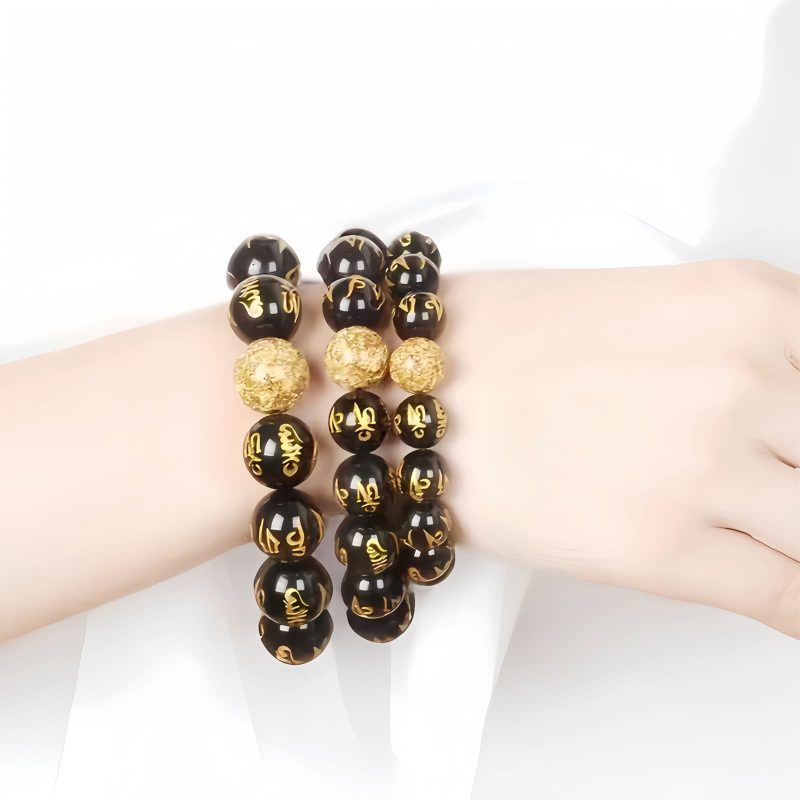 Rainbow Obsidian Om Mani Padme Hum Bracelet Rainbow Obsidian Om Mani Padme Hum Bracelet