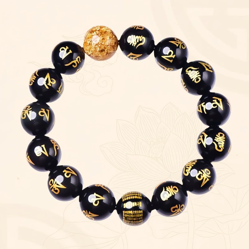 Rainbow Obsidian Om Mani Padme Hum Bracelet Rainbow Obsidian Om Mani Padme Hum Bracelet