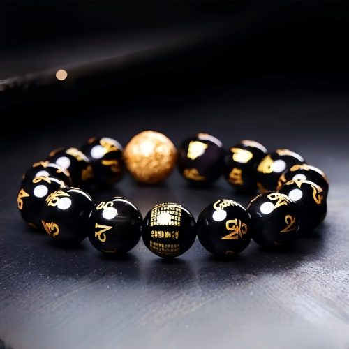 Regenbogenobsidian Armband „Om Mani Padme Hum“ Regenbogenobsidian Armband „Om Mani Padme Hum“