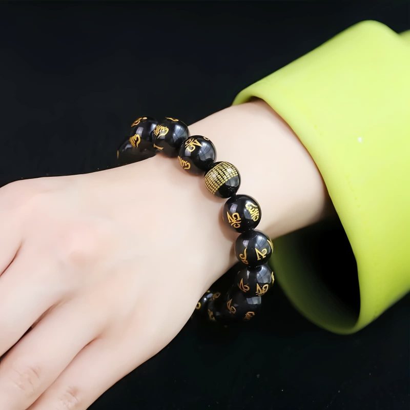 Rainbow Obsidian Om Mani Padme Hum Bracelet Rainbow Obsidian Om Mani Padme Hum Bracelet