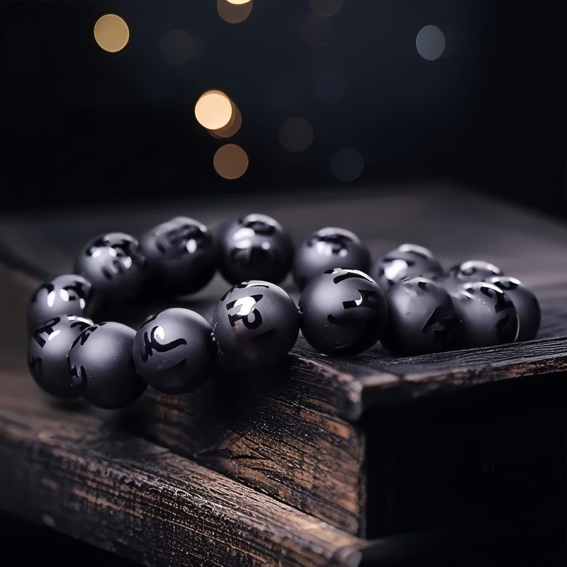 Tibetan Black Onyx Om Mani Padme Hum Bracelet Tibetan Black Onyx Om Mani Padme Hum Bracelet
