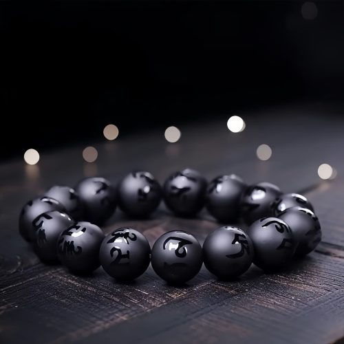 Tibetan Black Onyx Om Mani Padme Hum Bracelet Tibetan Black Onyx Om Mani Padme Hum Bracelet