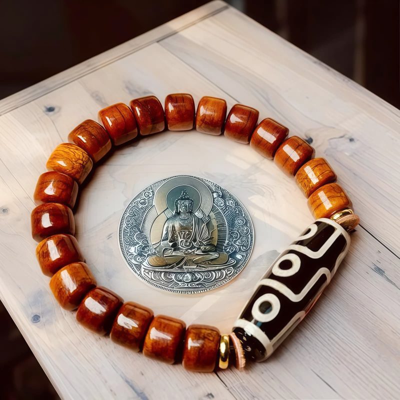 Tibetan Yak Bone Nine-Eye Dzi Bead Bracelet Tibetan Yak Bone Nine-Eye Dzi Bead Bracelet