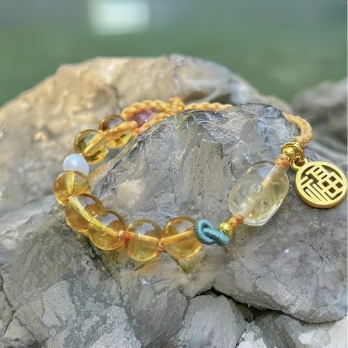 Pulseira de Citrino PiXiu da Prosperidade Pulseira de Citrino PiXiu da Prosperidade
