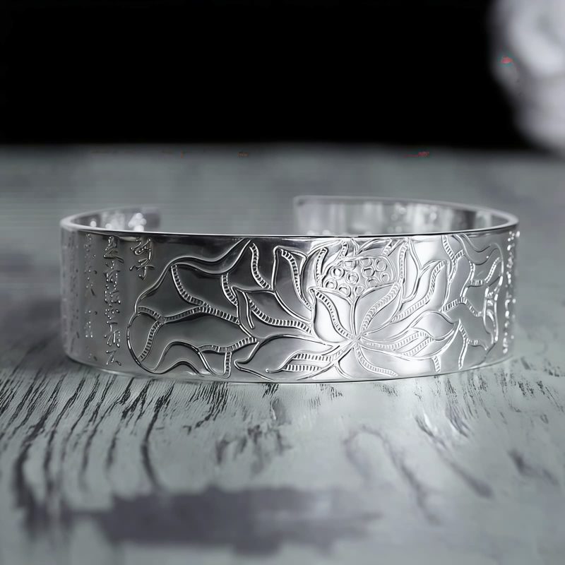 Tibetan Lotus White Copper Bracelet Tibetan Lotus White Copper Bracelet