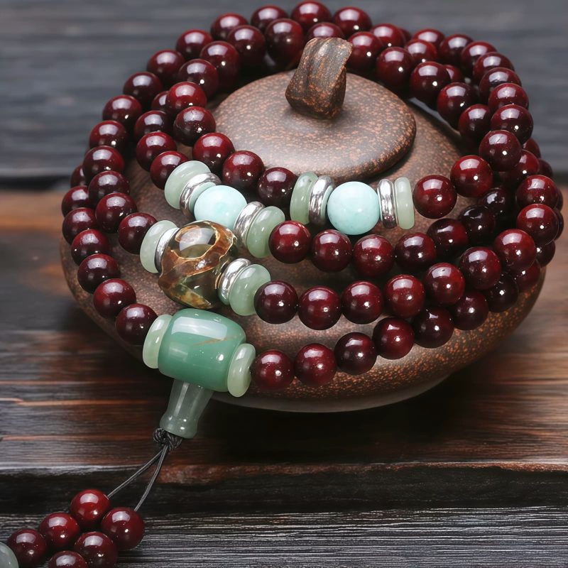 Tibetan Red Sandalwood Green Aventurine Healing Bracelet Tibetan Red Sandalwood Green Aventurine Healing Bracelet