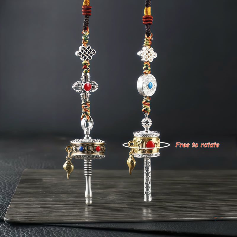 Tibetan Om Mani Padme Hum Prayer Wheel Car Hanging Ornament Tibetan Om Mani Padme Hum Prayer Wheel Car Hanging Ornament