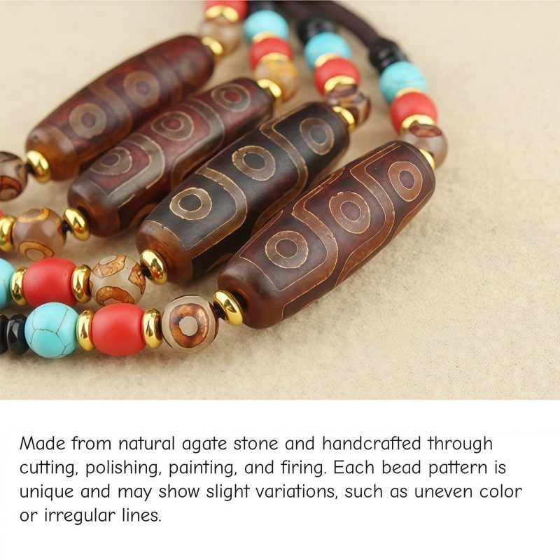 Tibetan Three-Eye Dzi Bead Protection Necklace Tibetan Three-Eye Dzi Bead Protection Necklace