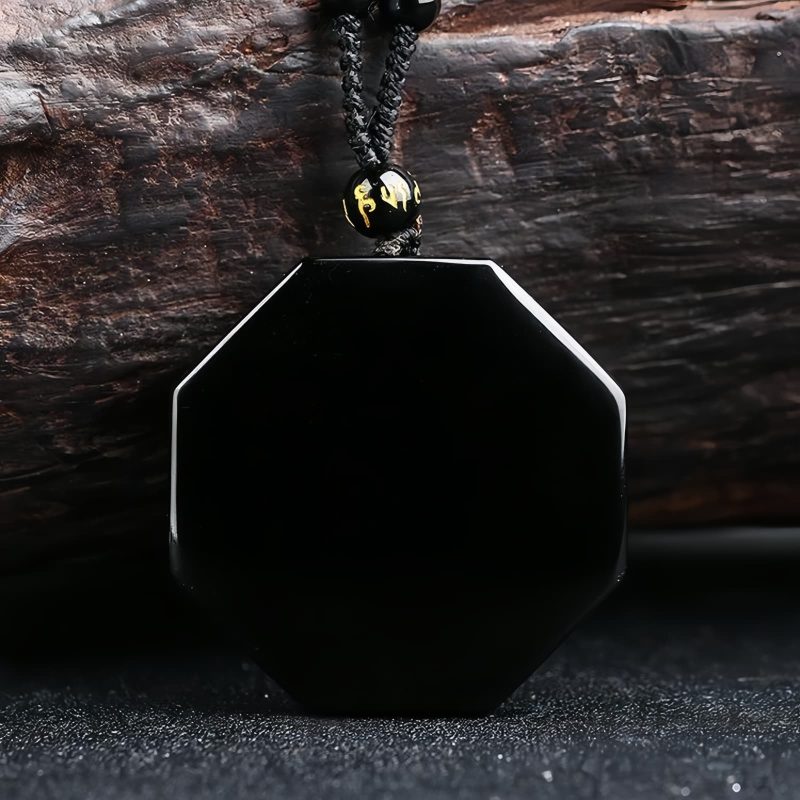 Black Obsidian Stone Yin Yang Pendant Necklace Black Obsidian Stone Yin Yang Pendant Necklace