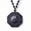 Black Obsidian Stone Yin Yang Pendant Necklace Black Obsidian Stone Yin Yang Pendant Necklace