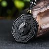 Black Obsidian Stone Yin Yang Pendant Necklace Black Obsidian Stone Yin Yang Pendant Necklace