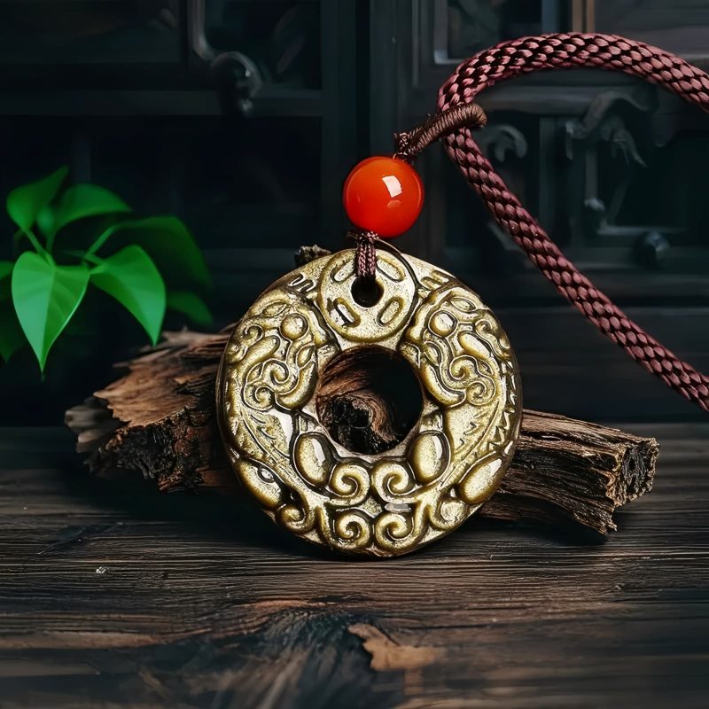 Gold Sheen Obsidian Pixiu Wealth Necklace Gold Sheen Obsidian Pixiu Wealth Necklace